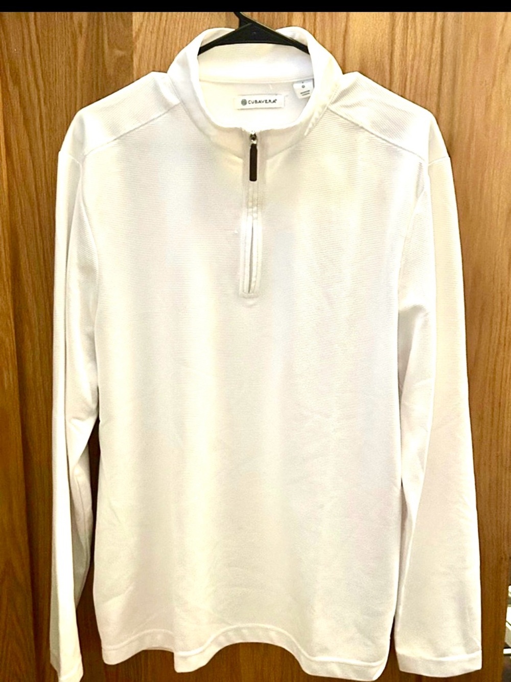 Cubavera White Ribbed-Quarter Zip